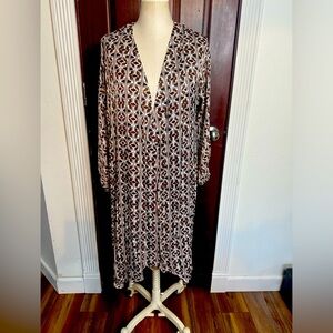 Chicos brown, and white silky duster